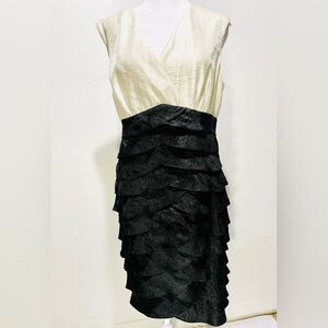 Willow Glenn NY dress flare formal glam night wedding guest ruffle women 14P